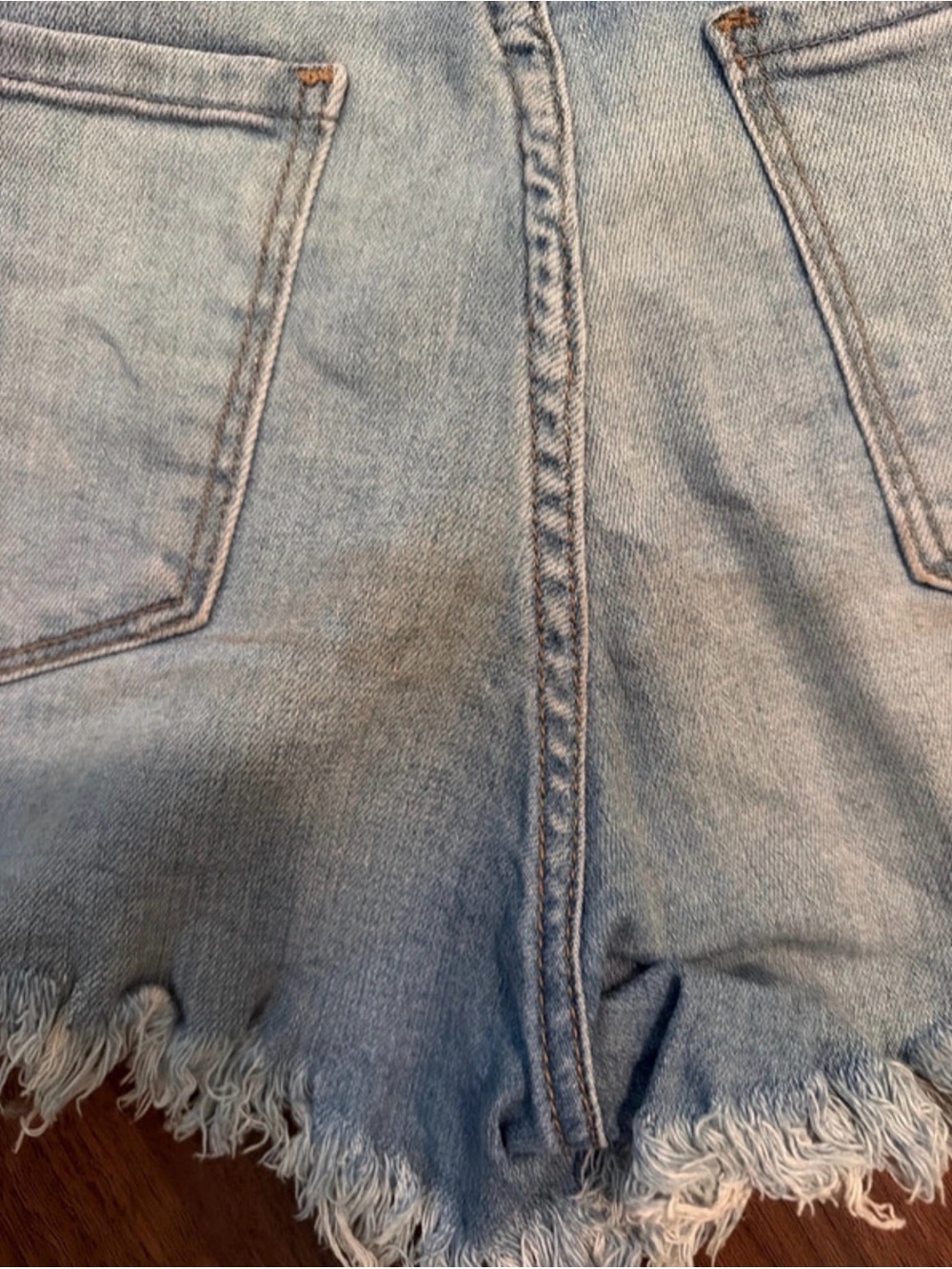 Just Black Light Blue Distressed Frayed Hem Denim Shorts - Picture 4 of 4